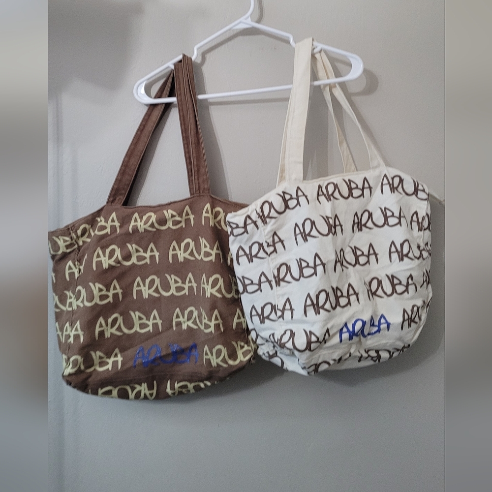 2 Robin Ruth Aruba tote bag purses 1 brown 1 white
